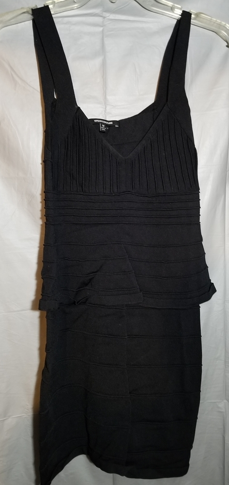 Wow Couture Black Peplum Bodycon Stretch Dress